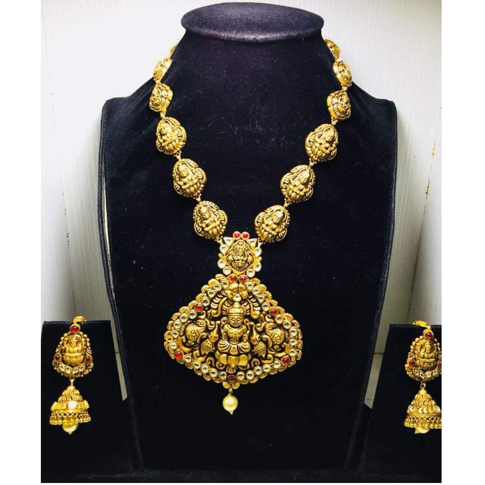 916 gold antique temple design necklace set bj-n003