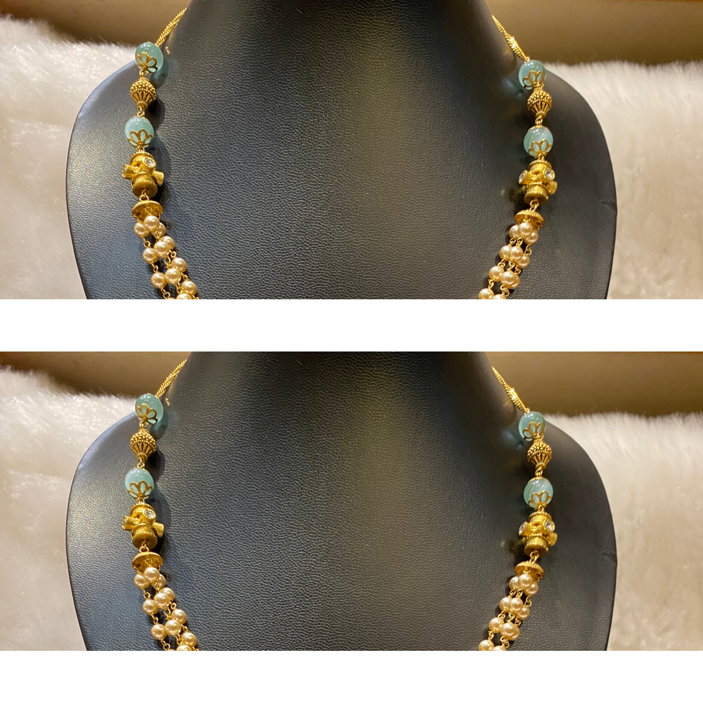Yellow Gold Pearl Floral Necklace Set